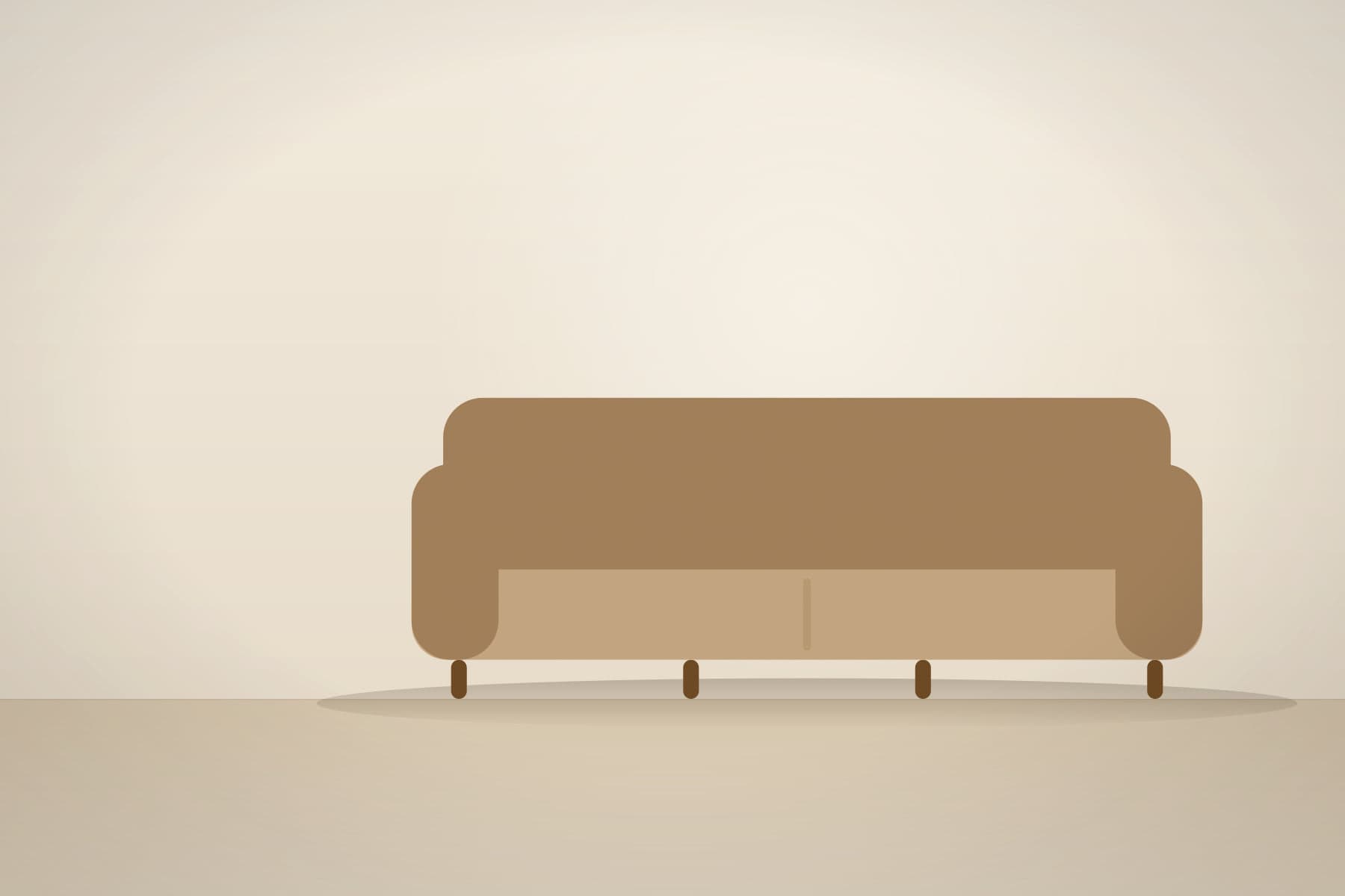 A hand-built sofa in a sunlit room